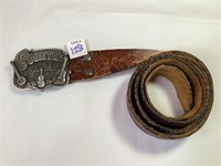 Leather Belt with Country Music Belt Buckle
