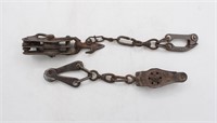 (2) Antique Barbed Wire Stretcher & Block & Tackle