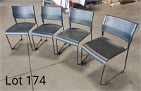 4x Black Plastic Side Chairs