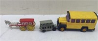 Toy Smalls Lot w/ Cast Iron Ice Wagon Tin Bus &