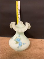 Fenton Handpainted blue rose vase