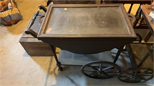 Antique tea cart, with two scalloped edge, drop