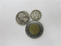 25 c 1943 et 10 c 1935 argent USA