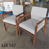 2x Bernhardt Side Chairs, Wood Legs/Grey Fabric