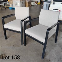 2x Bernhardt Side Chairs, Wood Legs/Grey Fabric