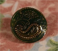 Green Victorian Glass Paisley Button