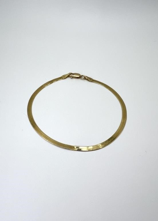 14K Gold Herringbone Bracelet