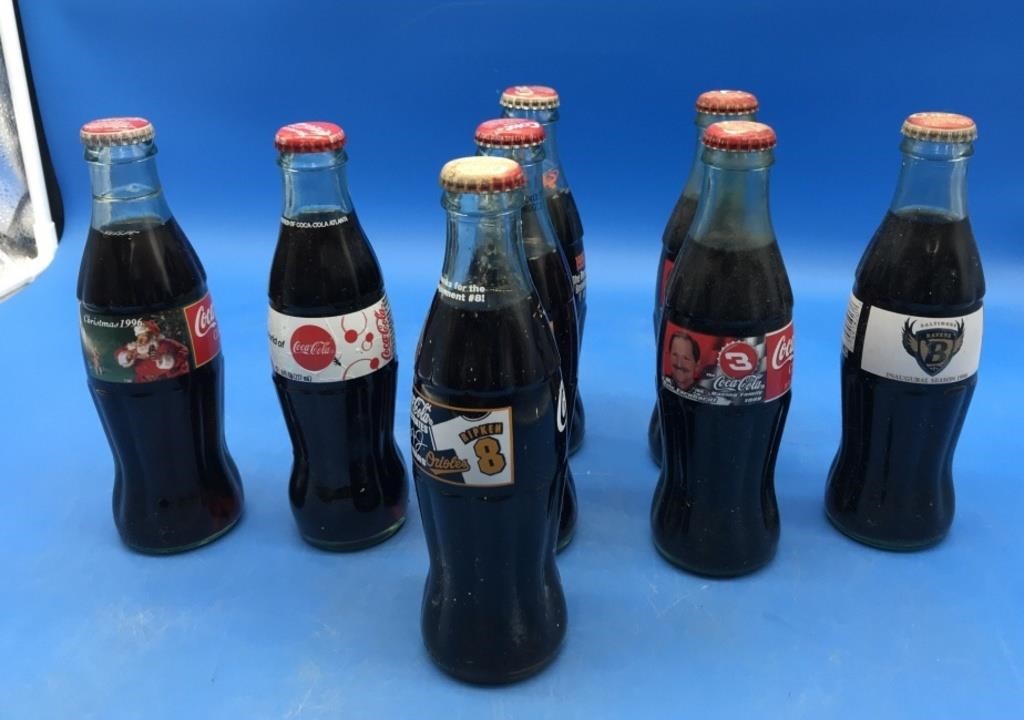 Bin of Vntg Coca-Cola Bottles & Pepsi Cans / More