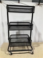 Rolling Metal Adjustable Cart w/ baskets 18x31x14