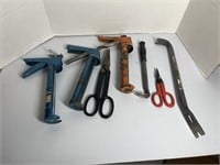 Crowbars. Caulk Guns, and Tin Snips