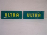 2 ULTRA GAS PUMP AD GLASS  - 13" X 5"