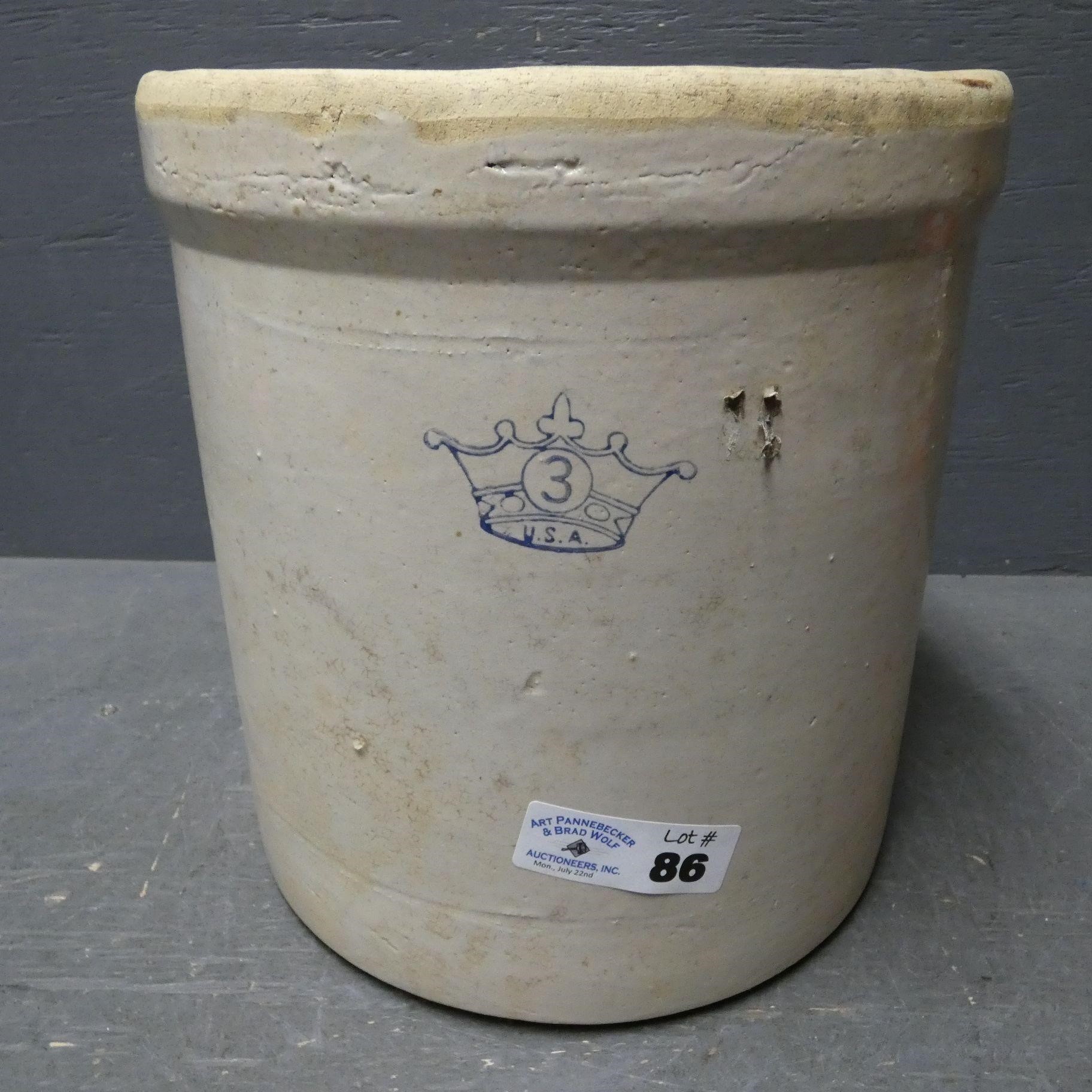 #3 Crown Stoneware Crock