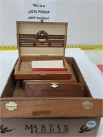 Box of 4 wood cigar boxes