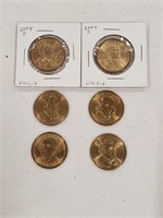2- 2004 SAG UNCK $1 coins & (4) $1 President