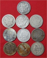 (10) Morgan Silver Dollars - Lower Grade