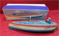 Schyling Limited Edition Tin Wind-Up Speedboat Toy