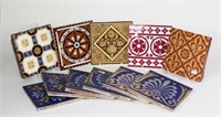 Collection eleven Victorian Minton ceramic tiles