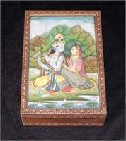Indian decorated wood trinket box