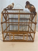 Wood birdcage with bird 11x12
