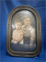 Antique Bubble Glass Framed Portrait