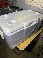 Coleman cooler with bolt storage bins and safety