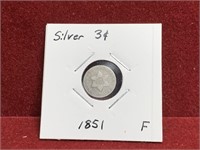 1851 UNITED STATES 3 CENT SILVER PIECE