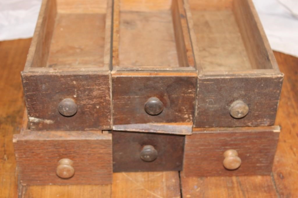 Vintage narrow wooden drawers