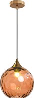 LOTREE 7.8in Orange Glass Globe Pendant Light