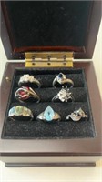 Collection of seven 925 sterling silver rings