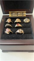 Collection of seven 10 karat gold rings