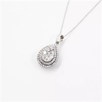 .80 Ct Diamond Pendant Halo Necklace 10 Kt