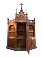 Antq. French Confessional Convert. to Bar Cabinet