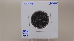 2001 P   Canadian Quarter Out Of Mint Set