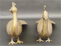 Two Vintage Solid Brass Pheasants