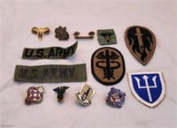 Vintage US military patches and pins.