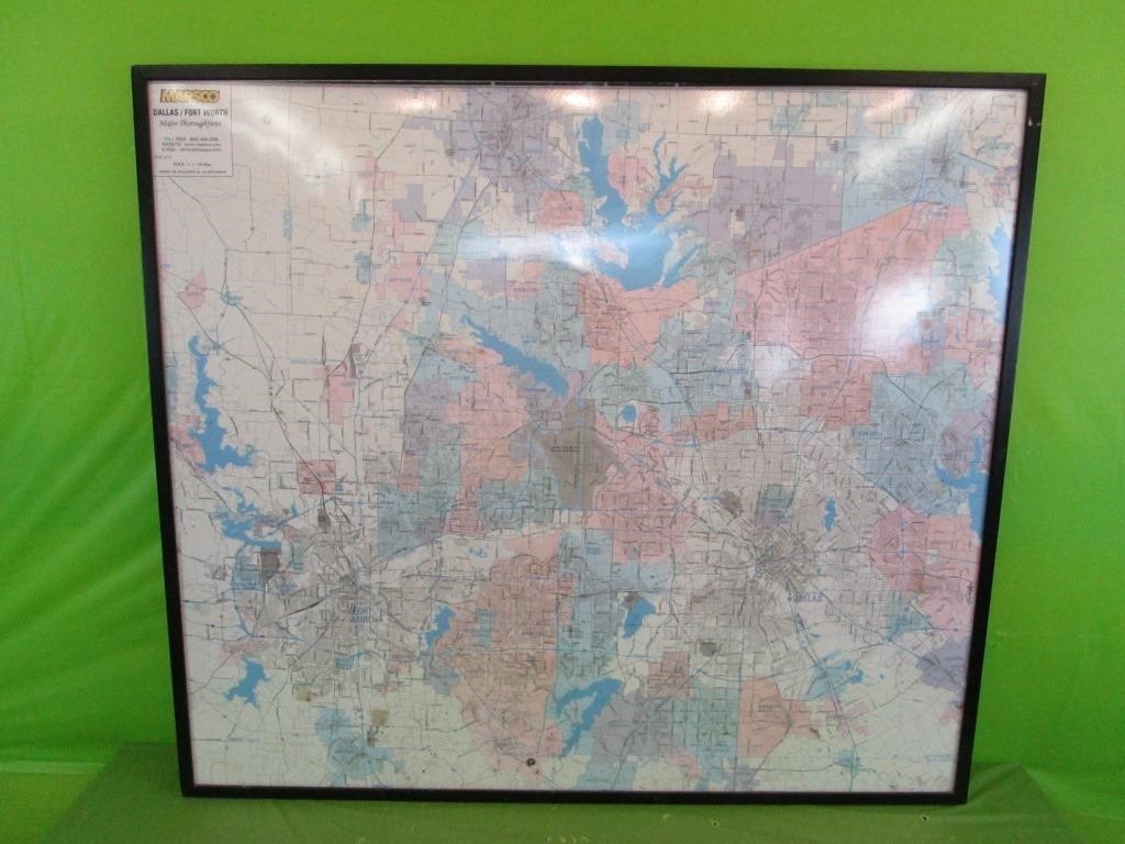 Framed Dallas & Ft Worth Street Map  43" x 48"