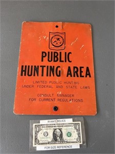 Vintage aluminum Public Hunting area advertising