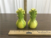 Vintage Art Deco Green Celery Stalk Salt & Pepper