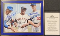 Signed Koufax, Mays & Drysdale Picture w/ COA