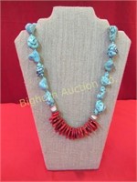 Turquoise & Coral 24" Necklace