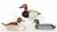 Group of Three Polychrome Duck Decoys, Red Head