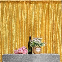 O715  JYFLZQ Gold Sequin Backdrop Curtain 8ft x 8