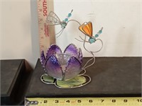 leaded & stained glass butterfly votive candle