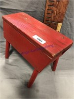 SMALL RED STOOL, 6 X 16 X 14"T