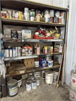 (Contents of shelf) paint, spray paint, spray foam