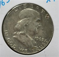 Of) 1963-d Franklin half dollar condition XF