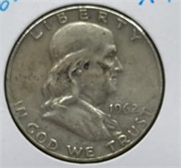 Of)  1962-d Franklin half dollar condition XF