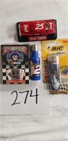 Nascar Budweiser Car, Cards, 2 Lighters