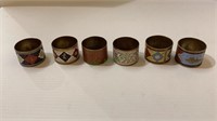 Vintage brass and enamel napkin rings    1442