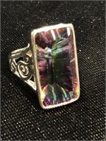 Mystic topaz ring in sterling silver setting